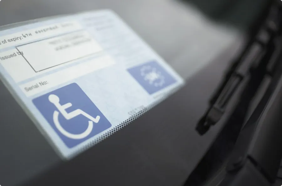Disabilty badge in a car