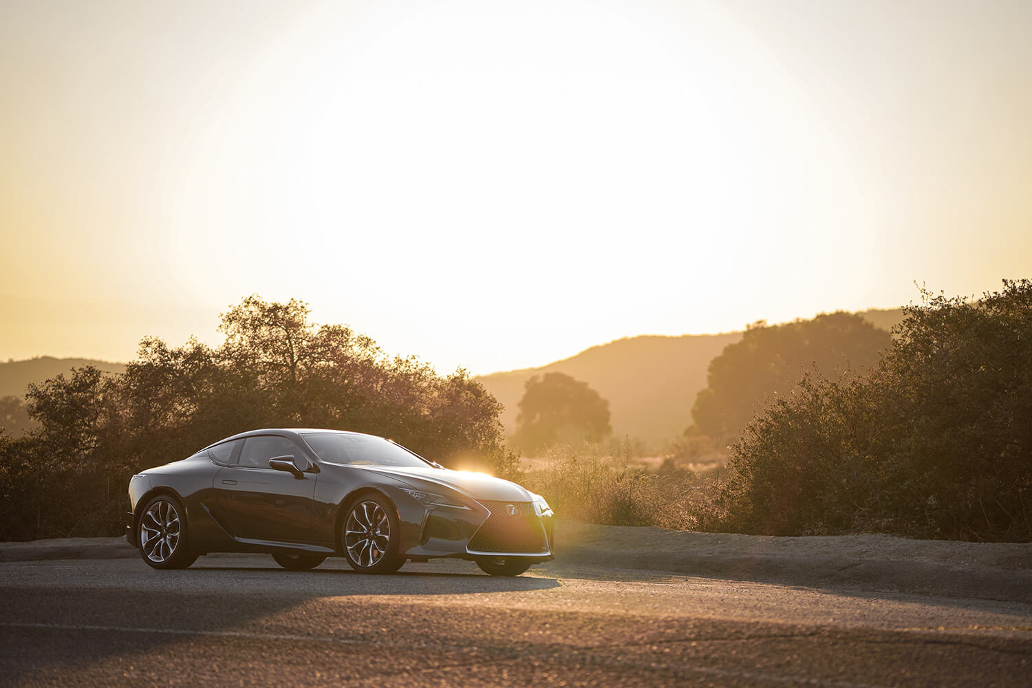 Electric car in sunset