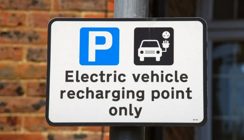 Electric car charging sign