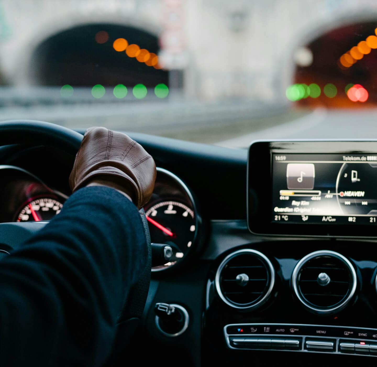 Car driver with music