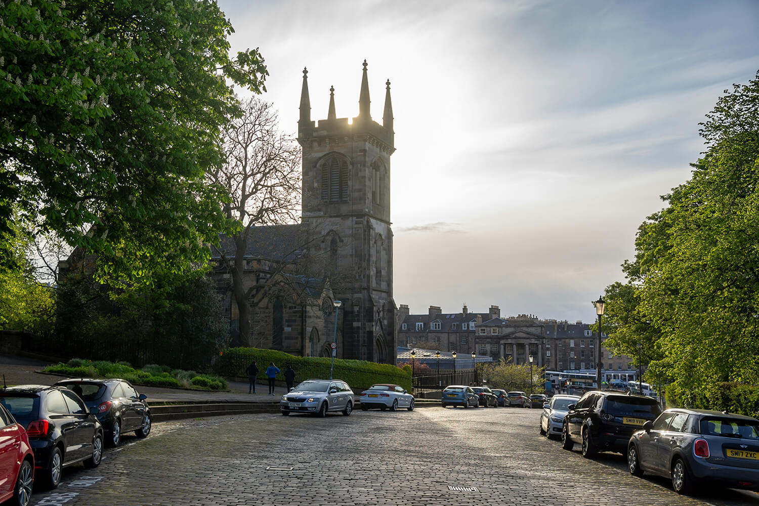 English church with road