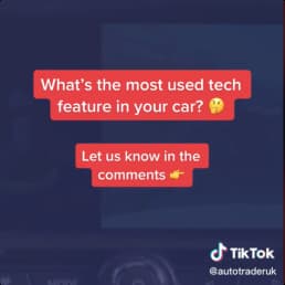 A tikTok post which asks a question: What's the most used tech feature in your car? Let us know in the comments.