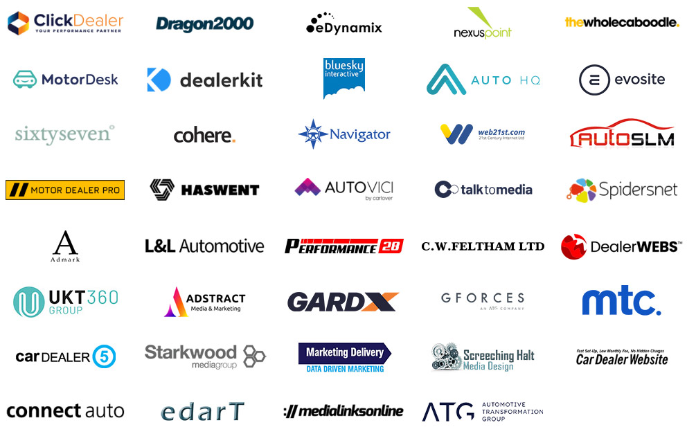 A list of company logos showing who has integrated with Auto Trader Connect.