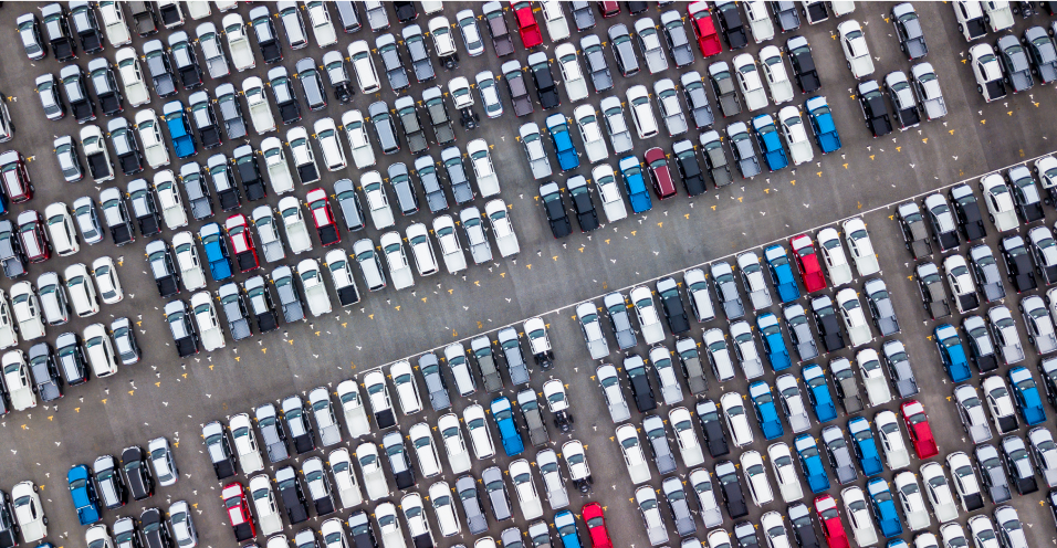 A forecourt filled with cars
